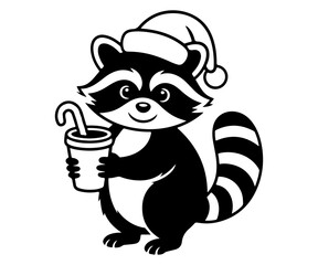 Christmas Raccoon Vector Art