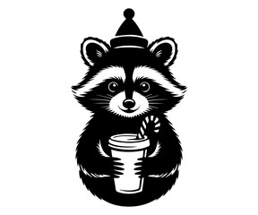 Christmas Raccoon Vector Art