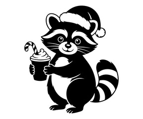 Christmas Raccoon Vector Art