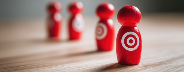 The Red Target Figures Representing Achievement and Strategy in Business.