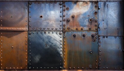 heavy riveted metal plates a textured industrial surface with aging and rivets good for industrial backgrounds or for fantasy and science fiction projects