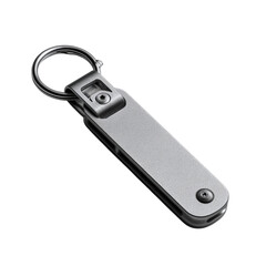 A brushed titanium compact key holder isolated on transparent background