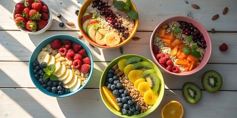 Healthy Plant‑Based Breakfast Bowls Overhead