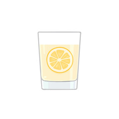 Minimalistic 2D flat icon featuring lemon juice glass clean vector design, simple illustration style, isolated on a white background, modern element in vector and EPS format. simple design set