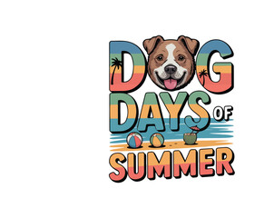 Dog Days of Summer T-Shirt Design – Cute Retro Vintage Dog Graphic, Summer Beach Vibes, Fun Pet Lover Apparel, Hot Weather Casual Tee Illustration