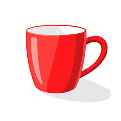 Minimalistic 2D flat icon featuring a red mug, clean vector design, simple illustration style, isolated on a white background, modern element in vector and EPS format. simple design set