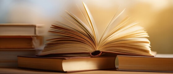 The open book inviting readers to explore its pages in warm light.