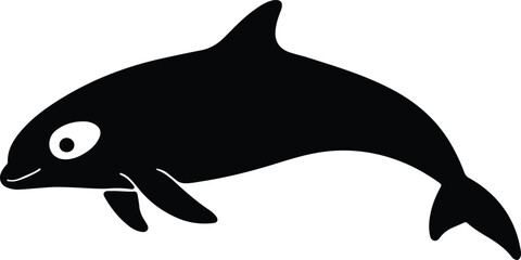 Silhouette playful dolphin icon black and white vector illustrator