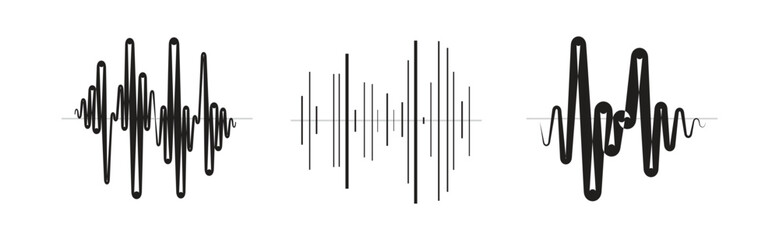 Set Audio equalizer black white icons flat isolated vector illustration Collection