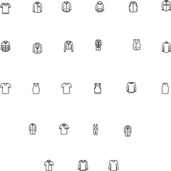 collection of 25 Apparel Line Vector Icons, representing various types of clothing