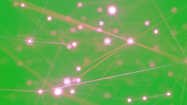 Tracing lines connecting between light nodes on green screen