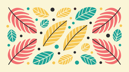 Fototapeta premium Colorful Autumn Leaves Vector Illustration with Modern Geometric Design and Earthy Tones for Backgrounds and Seasonal Graphics