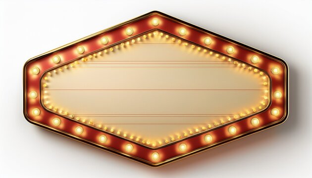 vintage hexagonal marquee sign on a white background