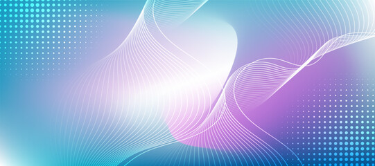 Abstract blue gradient background with shining lines wave. Dynamic wave pattern. Futuristic technology concept. Suit for banner, poster, cover, brochure, flyer, website