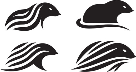 set of black silhouettes of animals