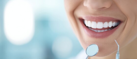 Fototapeta premium The Confident Smile of a Patient in a Modern Dental Office