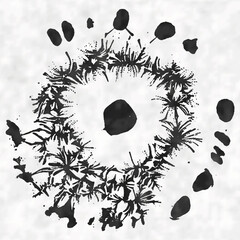 Ink Drawn Abstract Blots Dot Pattern