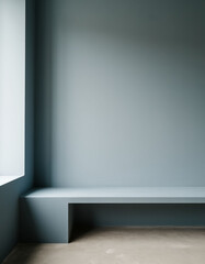 Empty Corner of Gray-Blue Room, Minimalist Interior Space