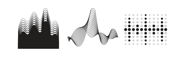 Set Audio equalizer black white icons flat isolated vector illustration Collection