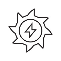 Outline icon of sun and water symbolizing combined solar and hydropower energy with editable stroke.