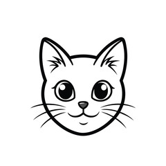 Obraz premium Sweet little cat vector icon with facial expressions on white background