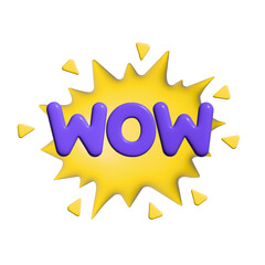 3d wow sticker high quality render illustration icon