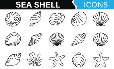 Various Sea Shell Icons for Ocean, Marine, and Beach Life