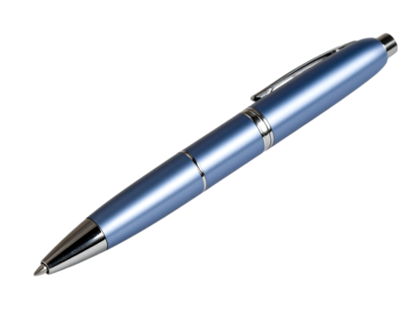 Blue Metallic Ballpoint Pen – Side Angle