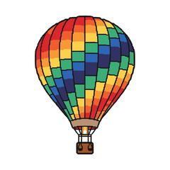 Naklejka premium Pixel Art Rainbow Hot Air Balloon with Burner.