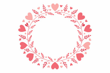tiny heart wreath circle with repeat pattern frame