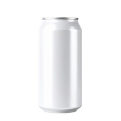 A sleek and clean white aluminum can on a transparent background, ideal for minimalist packaging designs.