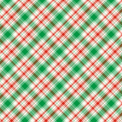 Christmas plaid with twill weave repeat pattern.Checkered tartan seamless pattern in green red white.Geometric graphic vector illustration background design for fabric and prints.