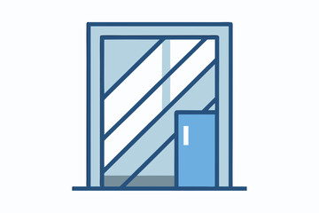 Glass Door Icon With Diagonal Crack Vector Art  