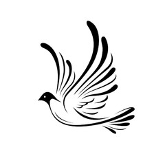 Stylized Flying Dove Peace Symbol Illustration