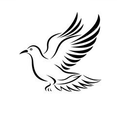 Flying Dove Line Art Symbol Illustration