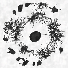 Ink Drawn Abstract Blots Dot Pattern