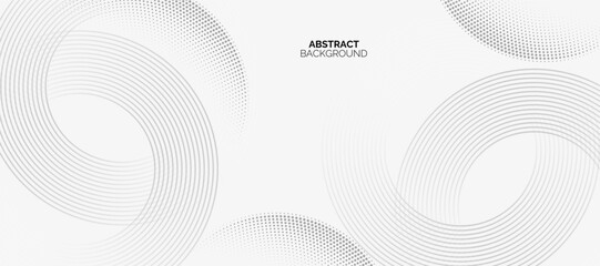 Fototapeta premium Abstract black minimalist white background. Modern circle lines pattern. Minimal geometric design. Futuristic concept. Suit for cover, poster, banner, brochure, header, presentation, web, flyer