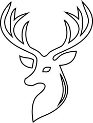 Simple deer head outline icon vector, perfect for wild animal logos, forest-inspired branding, hunting labels, and nature design assets.