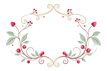 Floral whimsical wedding frame with delicate leaves