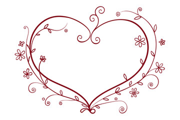 Whimsical Heart Frame With Loop Sketch Art