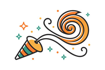 Party Blower Icon Sketch With Swirl Lines