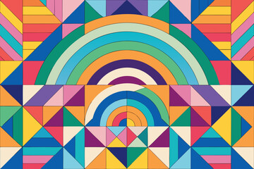 Psychedelic Color Block Frame with Curved Geometry
