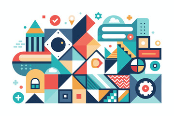 Retro Abstract Geometric Mosaic Layout Photo Frame