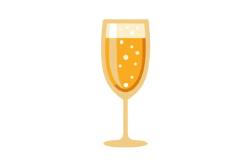 Sparkling Champagne Glass Icon With Floating Bubbles