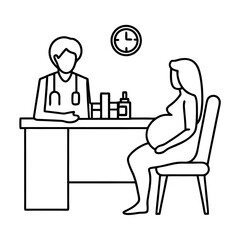 Doctor Consultation with Pregnant Woman Vector Illustration of Healthcare Professional and Expectant Mother