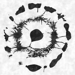 Ink Drawn Abstract Blots Dot Pattern