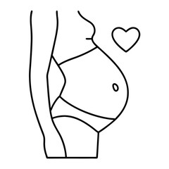 Simple First Trimester Pregnancy Belly Outline with Tiny Heart Vector Illustration Design