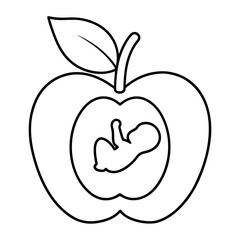 Healthy Eating Illustration Baby Outline Inside an Apple