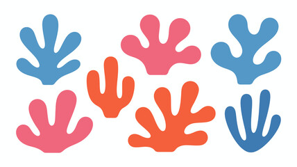 Vibrant abstract coral reef shapes in bright colors for modern designs and playful backgrounds, perfect for summer themes and ocean-inspired projects