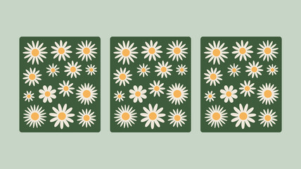 Cheerful daisy pattern in retro style, perfect for springtime promotions, vibrant textile prints, or delightful stationery designs with timeless floral appeal